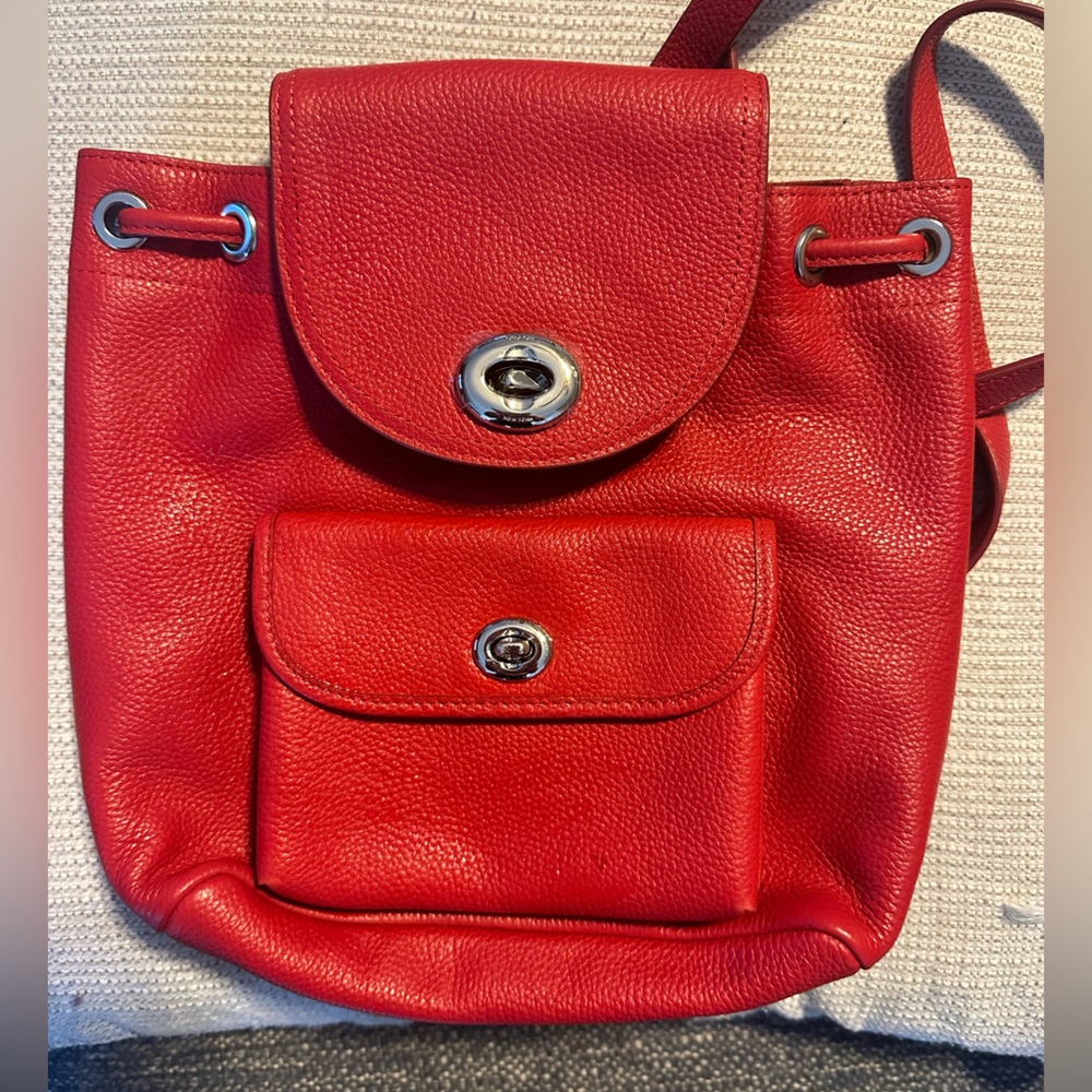 Coach Red Leather Backpack